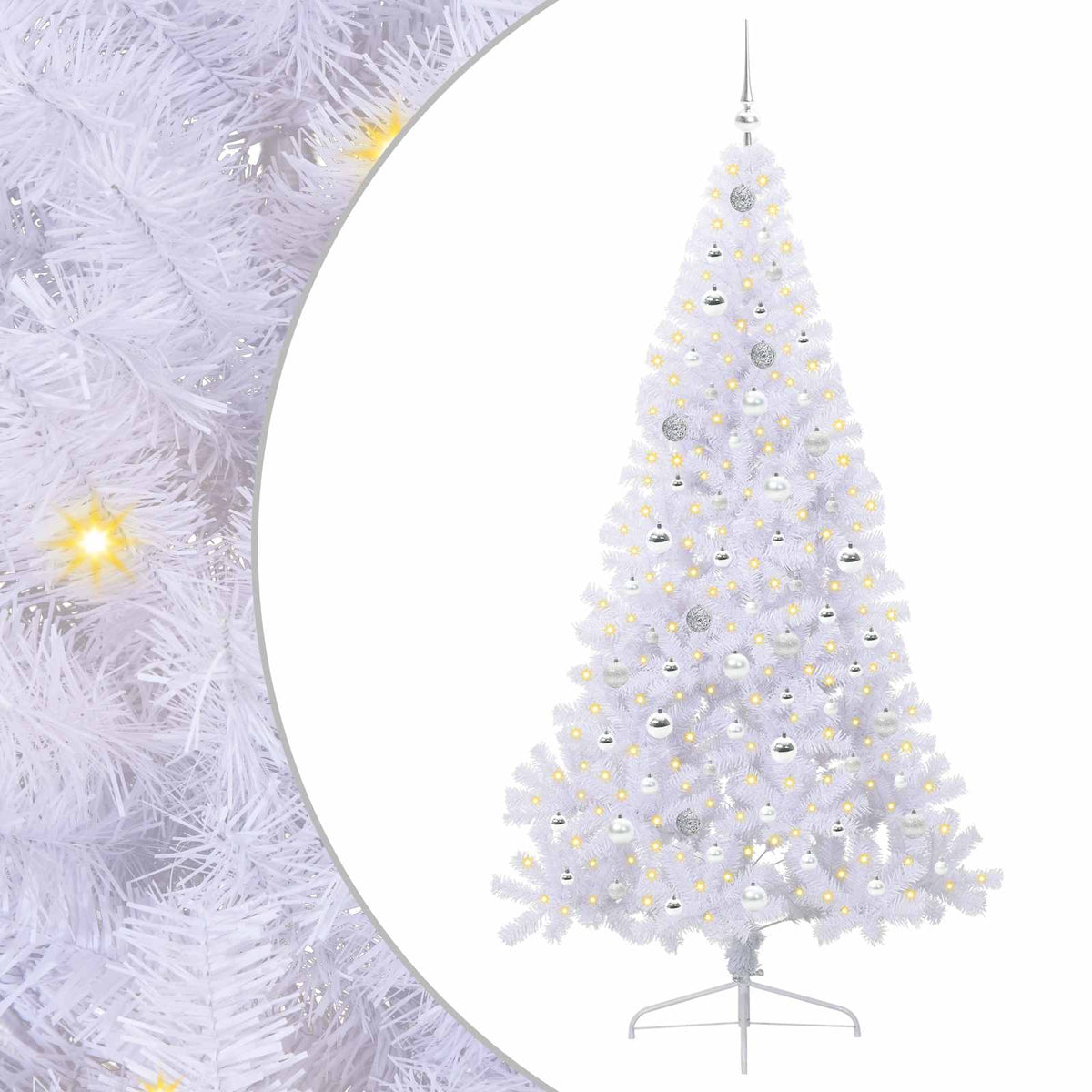 vidaXL Artificial Christmas Tree with Stand White 210 cm PVC and Steel