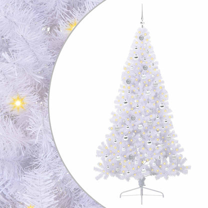 vidaXL Artificial Christmas Tree with Stand White 210 cm PVC and Steel