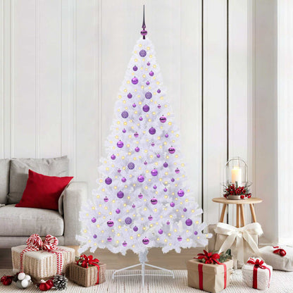 vidaXL Artificial Christmas Tree with Stand White 210 cm PVC and Steel