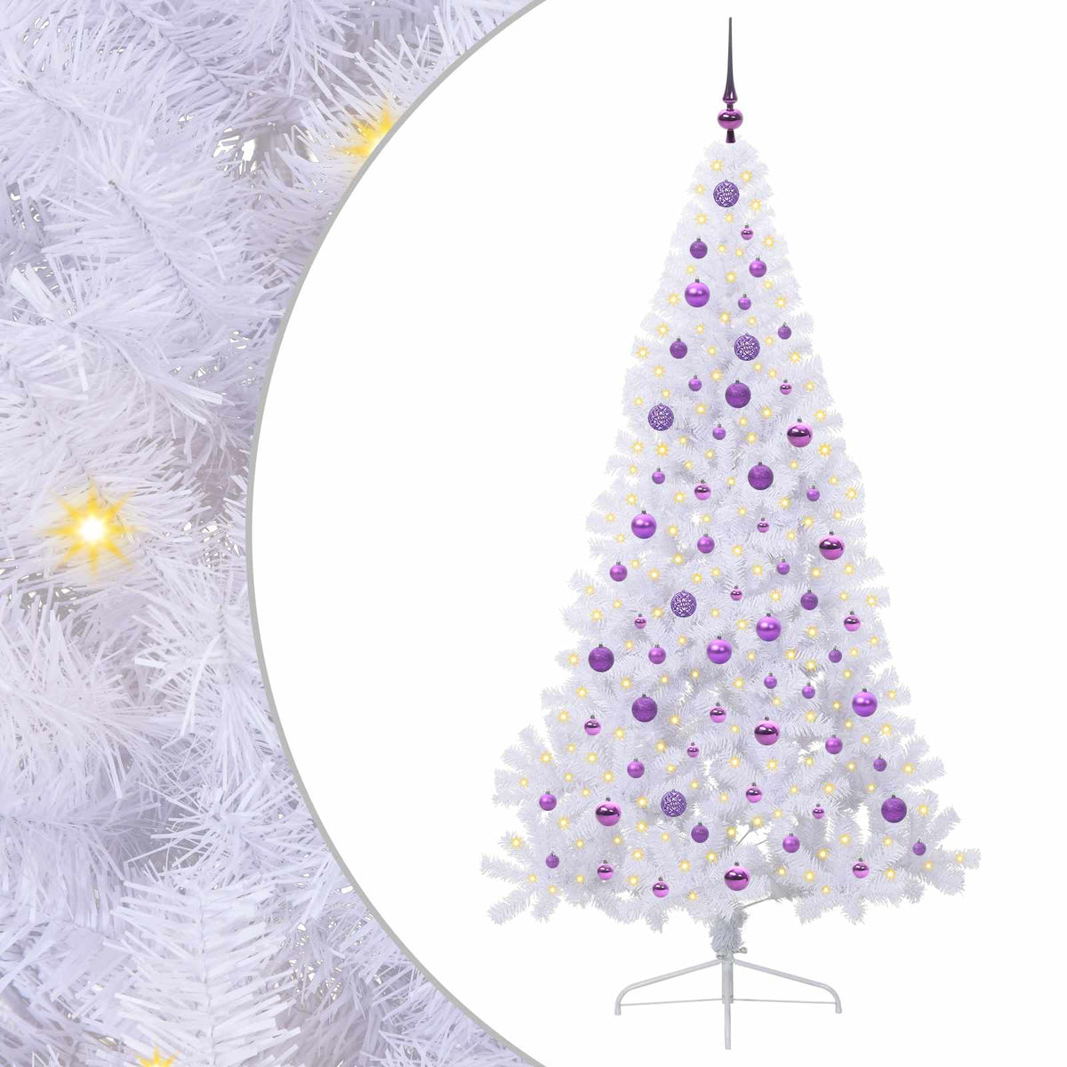 vidaXL Artificial Christmas Tree with Stand White 210 cm PVC and Steel