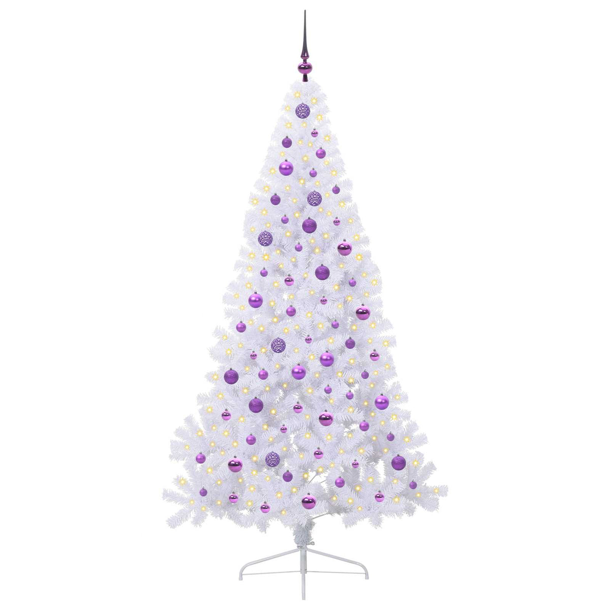 vidaXL Artificial Christmas Tree with Stand White 210 cm PVC and Steel