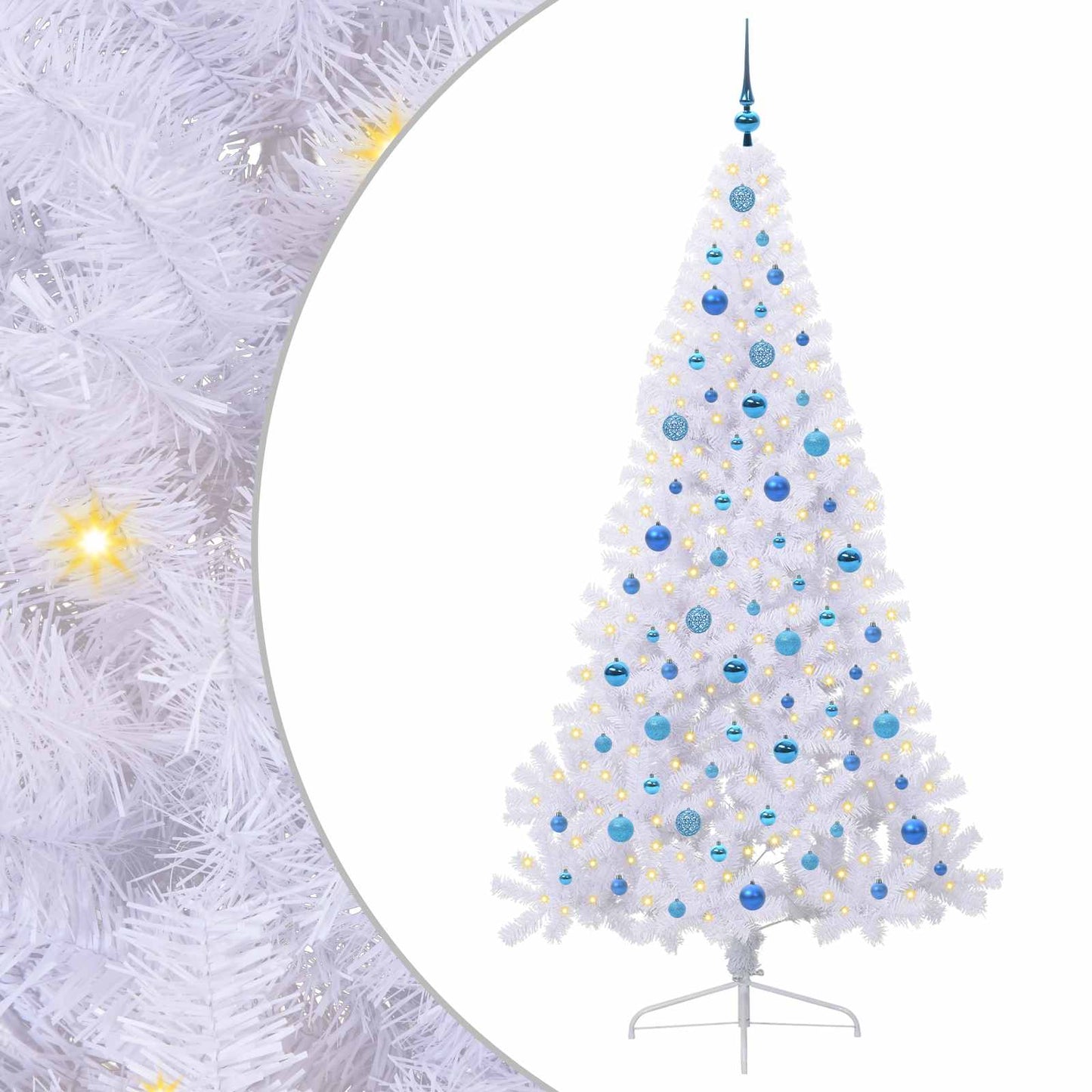vidaXL Artificial Christmas Tree with Stand White 210 cm PVC and Steel