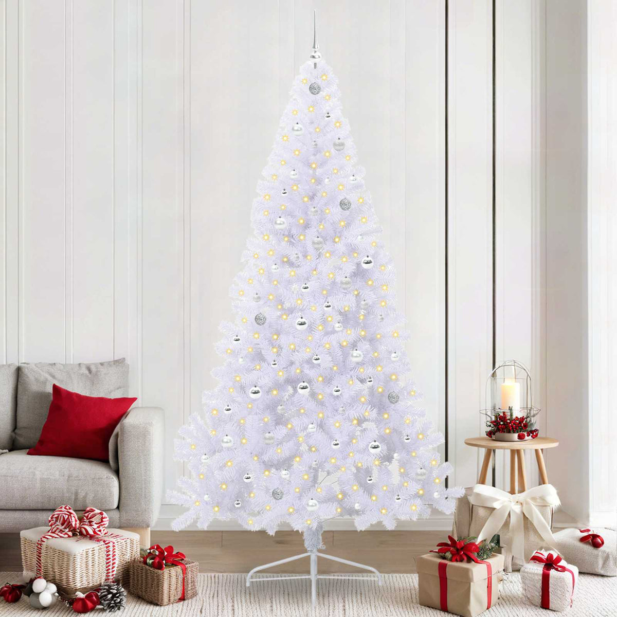 vidaXL Artificial Christmas Tree White 240 cm PVC and Steel