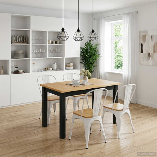 VidaXL Dining Table EKAI Black 112 x 70 x 76.5 cm Solid Pine Wood