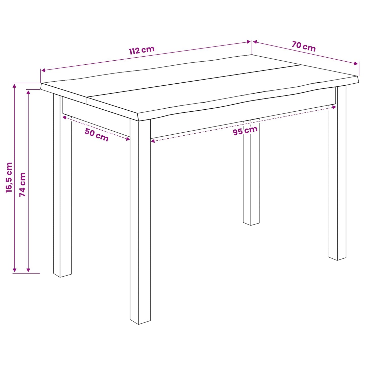 VidaXL Dining Table EKAI Black 112 x 70 x 76.5 cm Solid Pine Wood