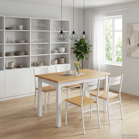 VidaXL Dining Table EKAI White 112 x 70 x 76.5 cm Solid Pine Wood