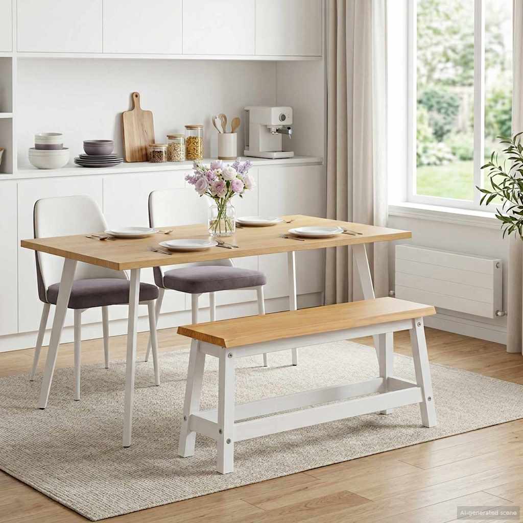 VidaXL Dining Bench EKAI White 91.5 x 29 x 45.5 cm Solid Pine Wood