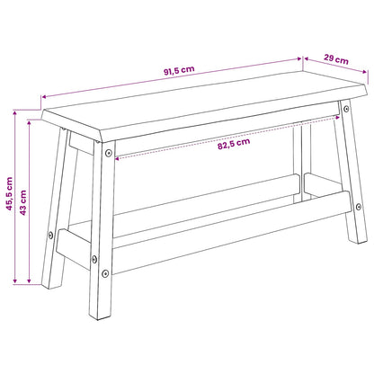 VidaXL Dining Bench EKAI White 91.5 x 29 x 45.5 cm Solid Pine Wood