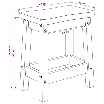 VidaXL Bar Stool EKAI 2 pcs Black 40 x 29 x 45.5 cm Solid Pine Wood