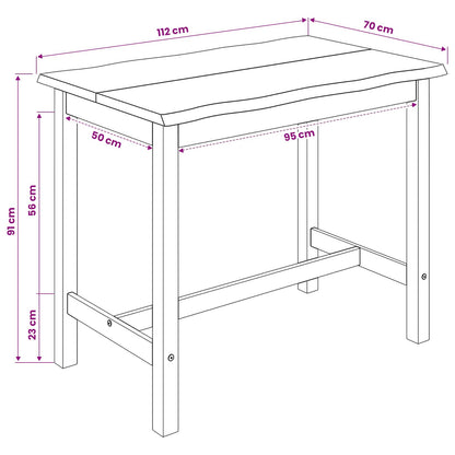 VidaXL High Bar Table EKAI White 112 x 70 x 91 cm Solid Pine Wood