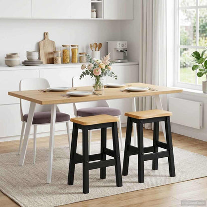 VidaXL High Bar Stool EKAI 2 pcs Black 40 x 29 x 63 cm Solid Pine Wood