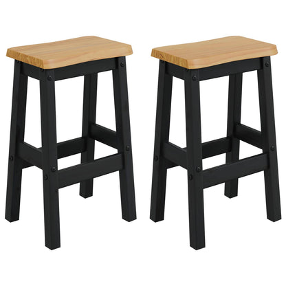 VidaXL High Bar Stool EKAI 2 pcs Black 40 x 29 x 63 cm Solid Pine Wood