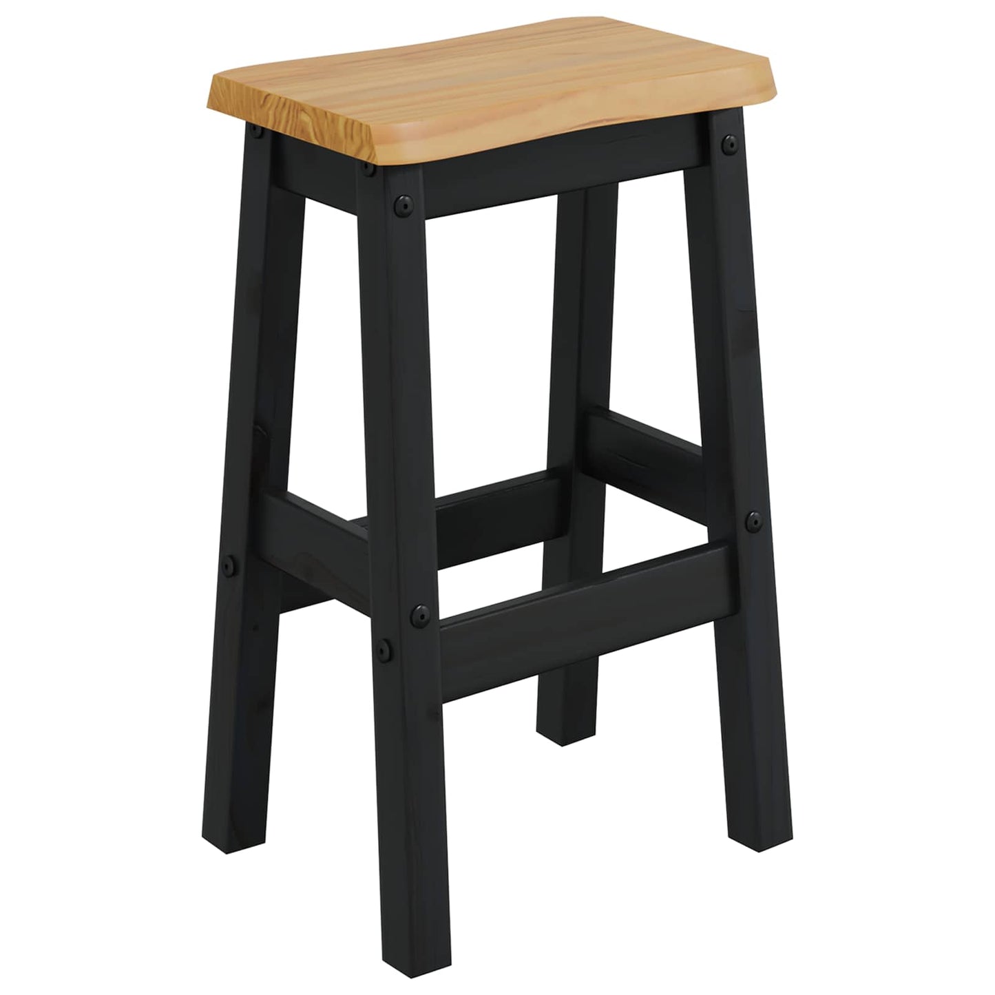 VidaXL High Bar Stool EKAI 2 pcs Black 40 x 29 x 63 cm Solid Pine Wood