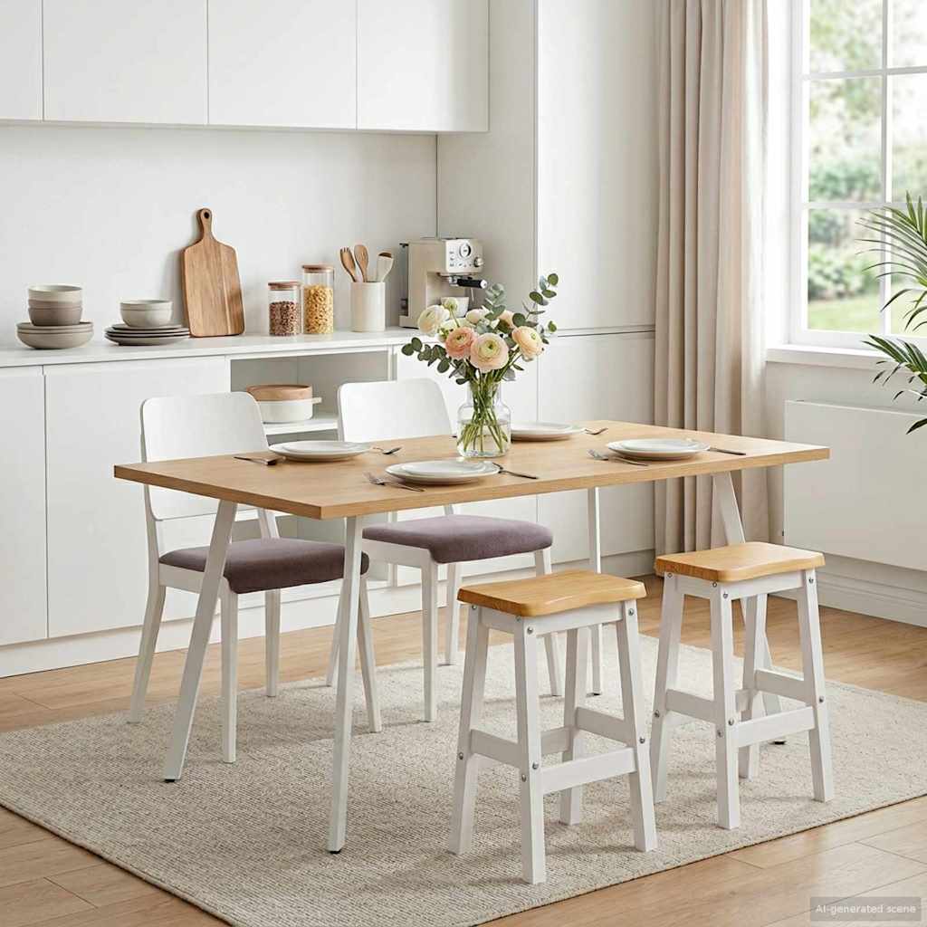 VidaXL High Bar Stool EKAI 2 pcs White 40 x 29 x 63 cm Solid Pine Wood