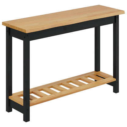 VidaXL Console Table EKAI Black 112 x 35 x 76 cm Solid Pine Wood