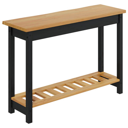 VidaXL Console Table EKAI Black 112 x 35 x 76 cm Solid Pine Wood