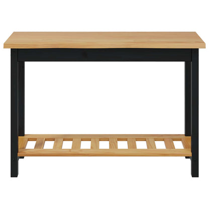 VidaXL Console Table EKAI Black 112 x 35 x 76 cm Solid Pine Wood