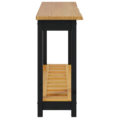VidaXL Console Table EKAI Black 112 x 35 x 76 cm Solid Pine Wood