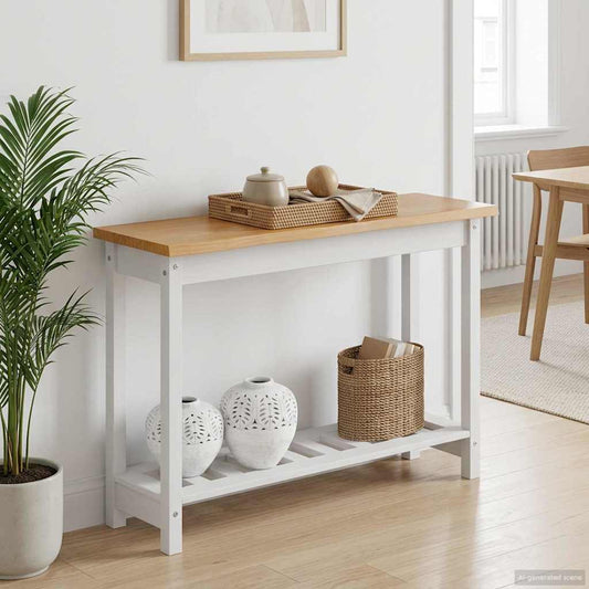 VidaXL Console Table EKAI White 112 x 35 x 76 cm Solid Pine Wood