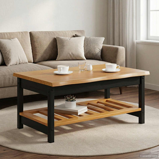 VidaXL Coffee Table EKAI Black 100 x 60 x 45.5 cm Solid Pine Wood