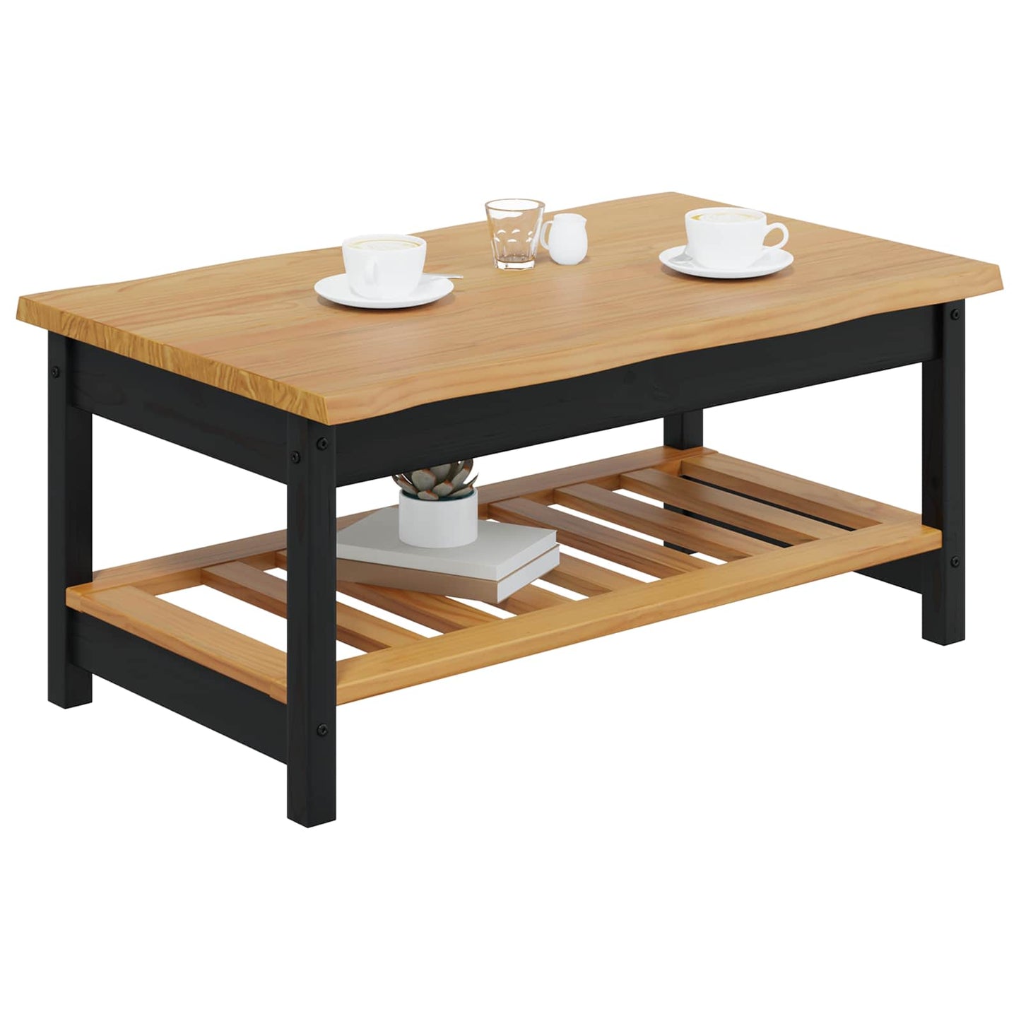 VidaXL Coffee Table EKAI Black 100 x 60 x 45.5 cm Solid Pine Wood