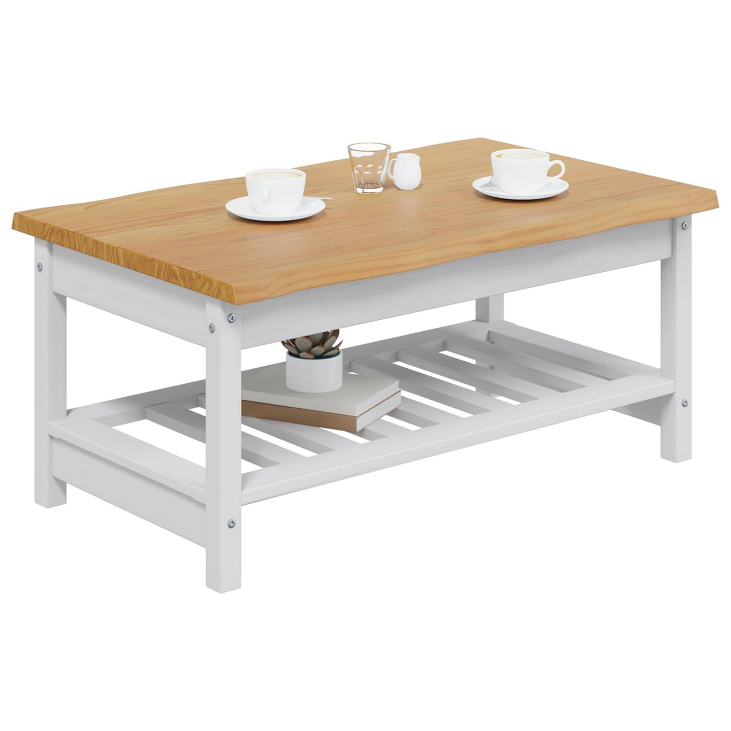VidaXL Coffee Table EKAI White 100 x 60 x 45.5 cm Solid Pine Wood