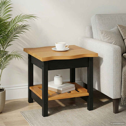 VidaXL Side Table EKAI Black 50 x 50 x 45.5 cm Solid Pine Wood