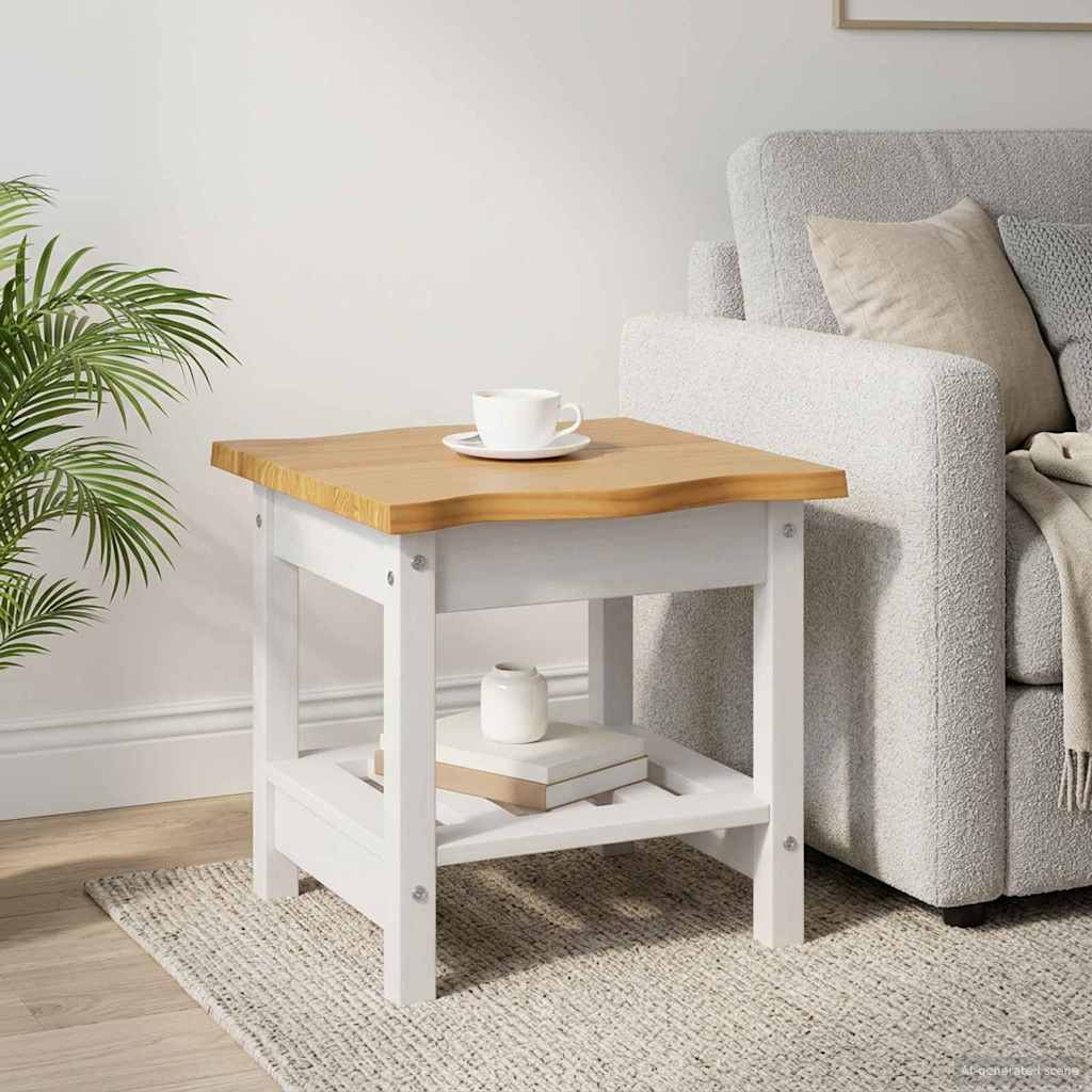 VidaXL Side Table EKAI White 50 x 50 x 45.5 cm Solid Pine Wood