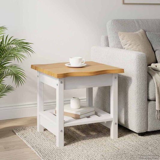 VidaXL Side Table EKAI White 50 x 50 x 45.5 cm Solid Pine Wood