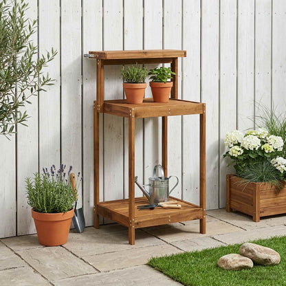 vidaXL Outdoor Potting Bench 56.5 x 48.5 x 107 cm Solid Acacia Wood