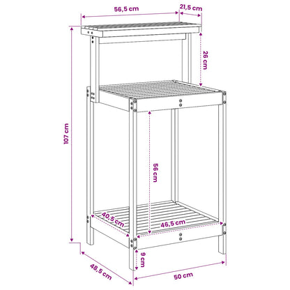 vidaXL Outdoor Potting Bench 56.5 x 48.5 x 107 cm Solid Acacia Wood