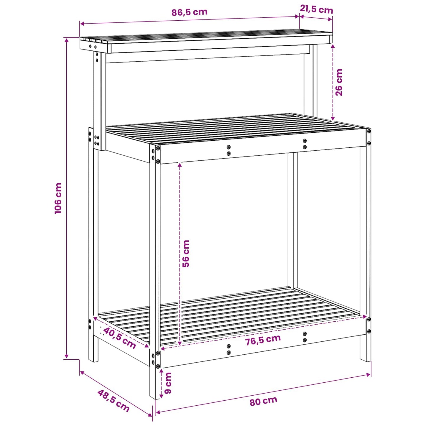 vidaXL Outdoor Potting Bench 86.5 x 48.5 x 106 cm Solid Acacia Wood