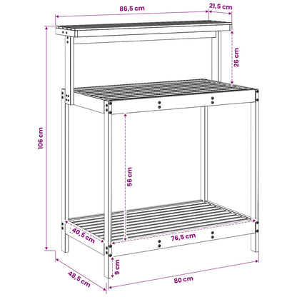 vidaXL Outdoor Potting Bench 86.5 x 48.5 x 106 cm Solid Acacia Wood