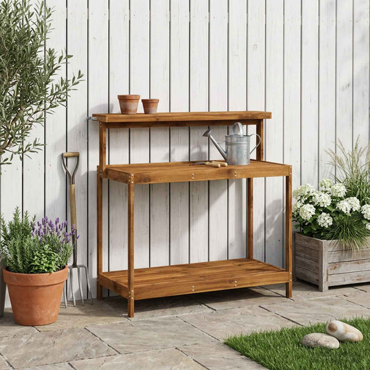 vidaXL Outdoor Potting Bench 111.5 x 48.5 x 107 cm Solid Acacia Wood