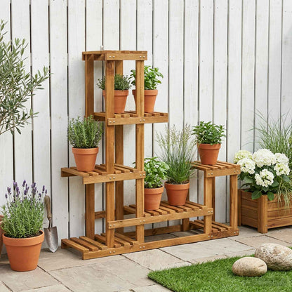 vidaXL Plant Stand Natural 93.5 x 25 x 91.5 cm Solid Acacia Wood