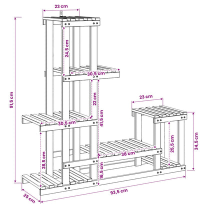 vidaXL Plant Stand Natural 93.5 x 25 x 91.5 cm Solid Acacia Wood