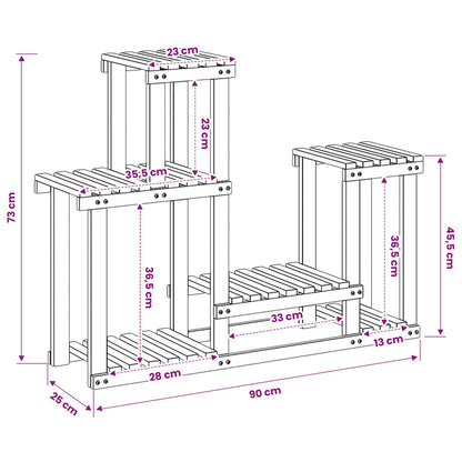vidaXL Plant Stand Natural 90 x 25 x 73 cm Solid Acacia Wood