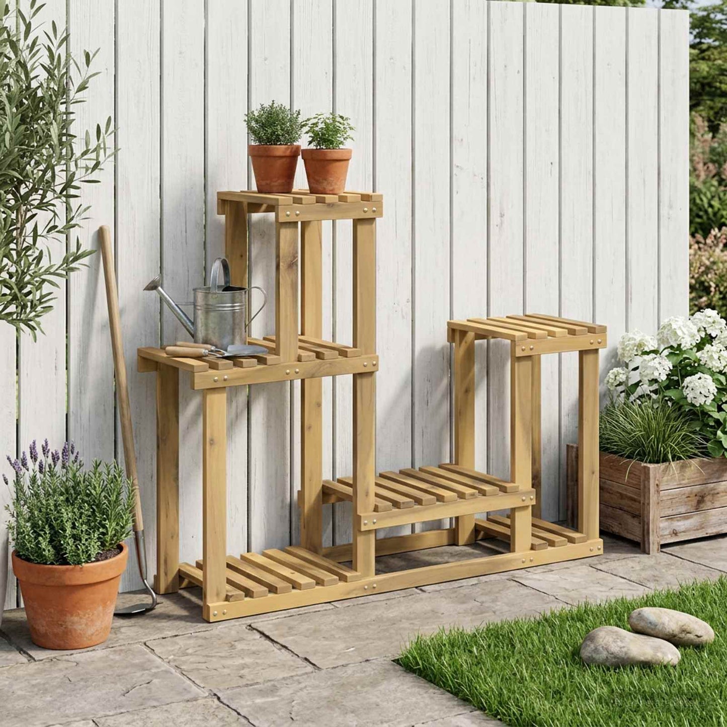 vidaXL Plant Stand White 90 x 25 x 73 cm Solid Acacia Wood