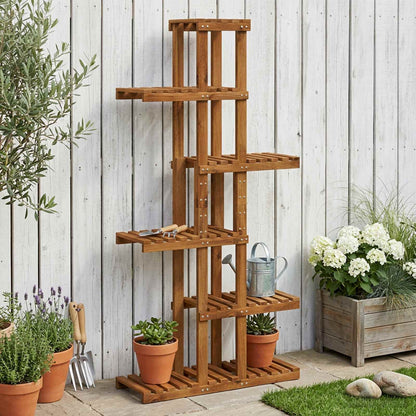 vidaXL Plant Stand Natural 68 x 23.5 x 140 cm Solid Acacia Wood