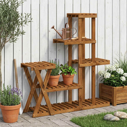 vidaXL Plant Stand Natural 95 x 25 x 101.5 cm Solid Acacia Wood