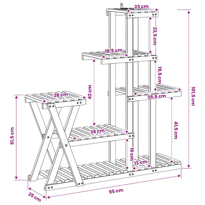 vidaXL Plant Stand White 95 x 25 x 101.5 cm Solid Acacia Wood