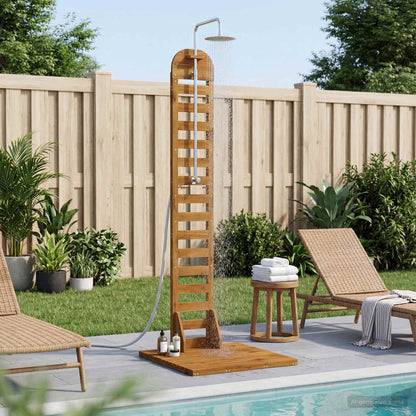 vidaXL Outdoor Shower 225 cm Solid Acacia Wood and Stainless Steel