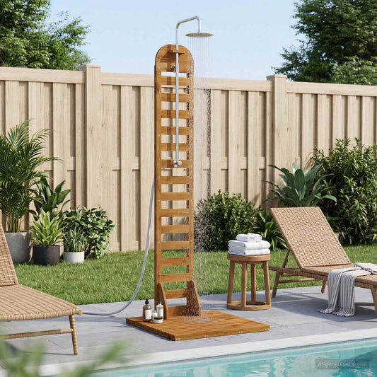 vidaXL Outdoor Shower 225 cm Solid Acacia Wood and Stainless Steel