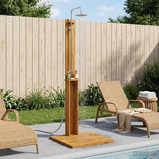 vidaXL Outdoor Shower 217 cm Solid Acacia Wood and Stainless Steel