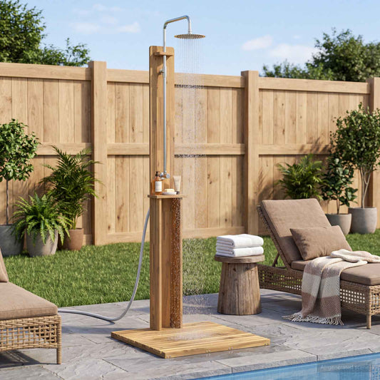 vidaXL Outdoor Shower 217 cm Solid Acacia Wood and Stainless Steel