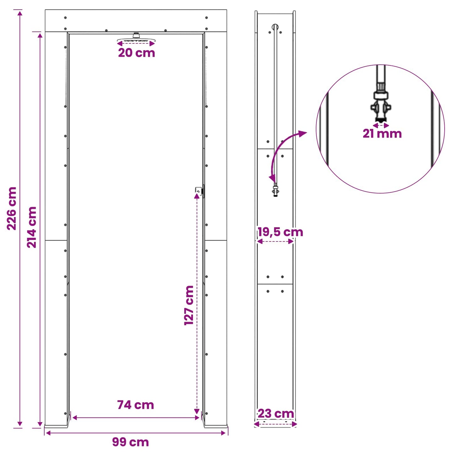 vidaXL Outdoor Shower 226 cm Solid Acacia Wood and Stainless Steel