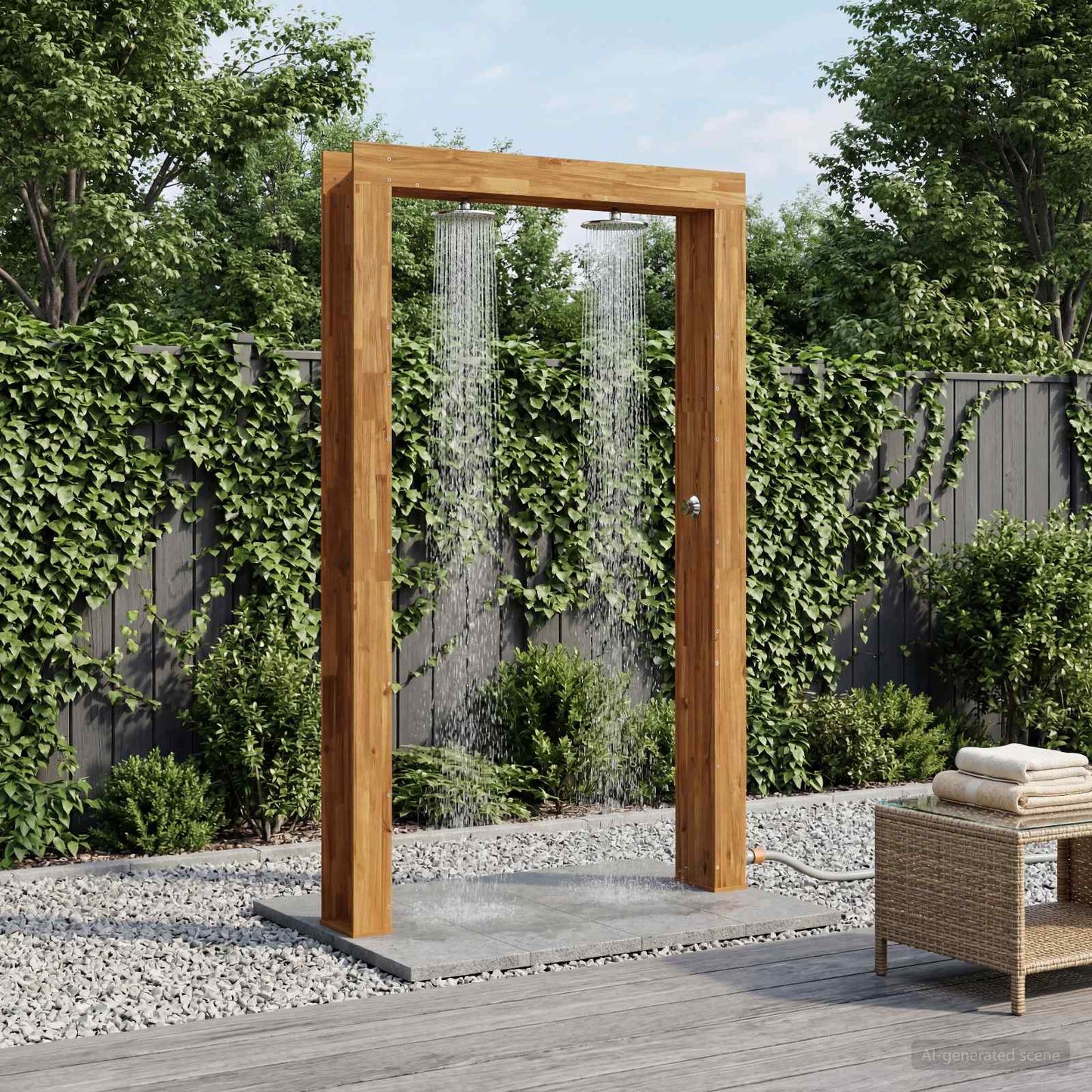 vidaXL Outdoor Shower 226 cm Solid Acacia Wood and Stainless Steel