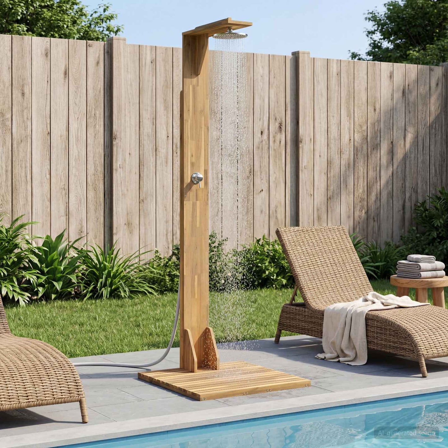 vidaXL Outdoor Shower 219 cm Solid Acacia Wood and Stainless Steel