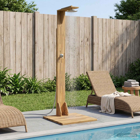 vidaXL Outdoor Shower 219 cm Solid Acacia Wood and Stainless Steel