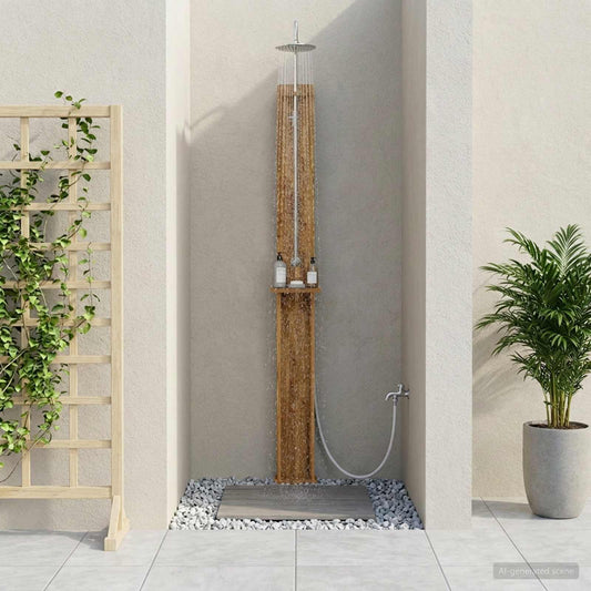 vidaXL Outdoor Shower 257 cm Solid Acacia Wood and Stainless Steel